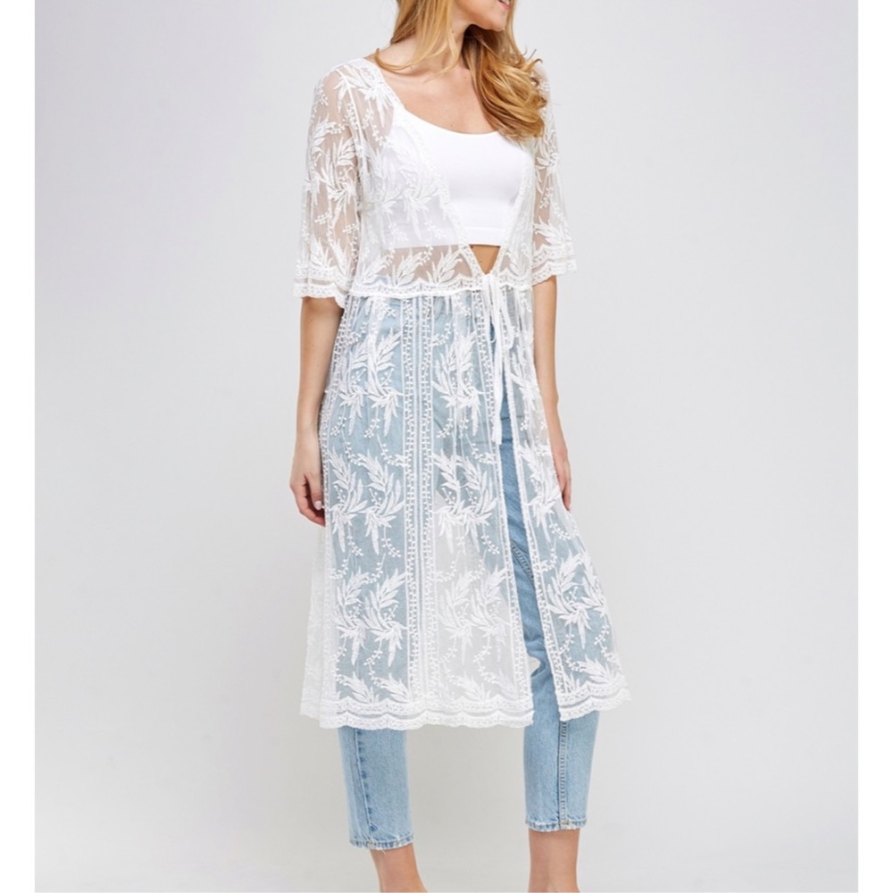 White Lace Kimono True Romance Full Length NWT